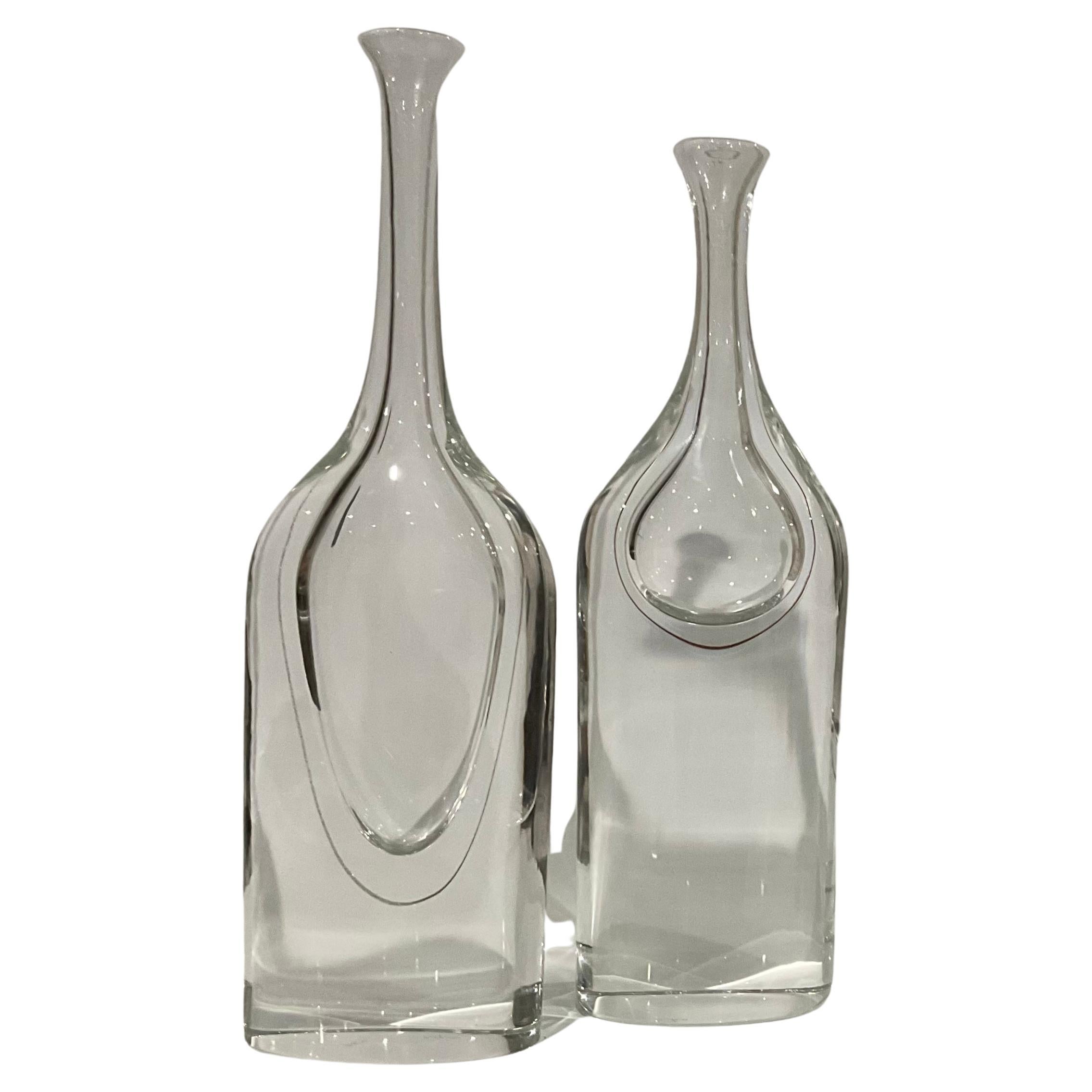 Pair Antonio da Ros Cenedese Sasso Murano Glass Vases in Heavy Blown Glass  For Sale