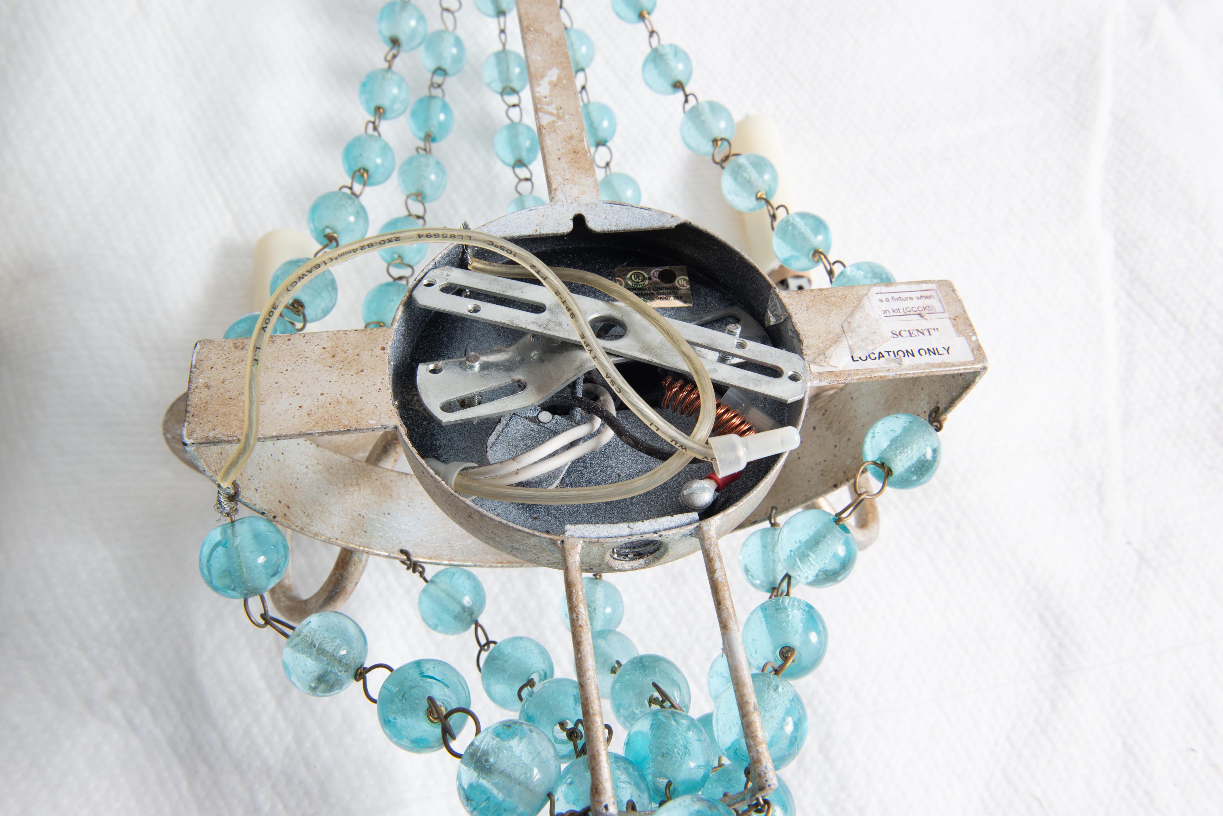 Paire d'appliques en verre Aqua Ball and Ball Silvertone en vente 5