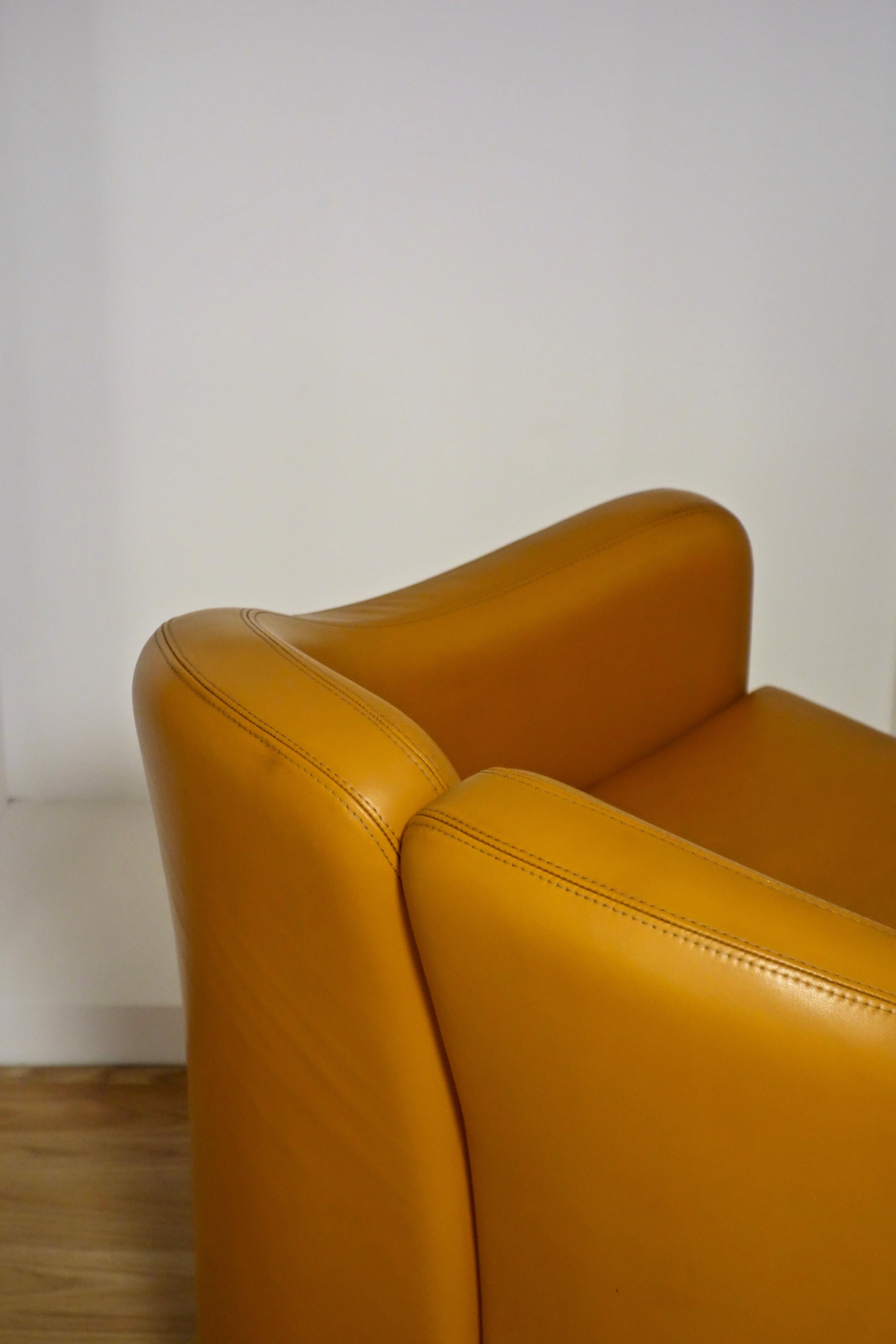 Metal Pair Armchair PS142 Leather by Eugenio Gerli for Tecno, Italy 1960s