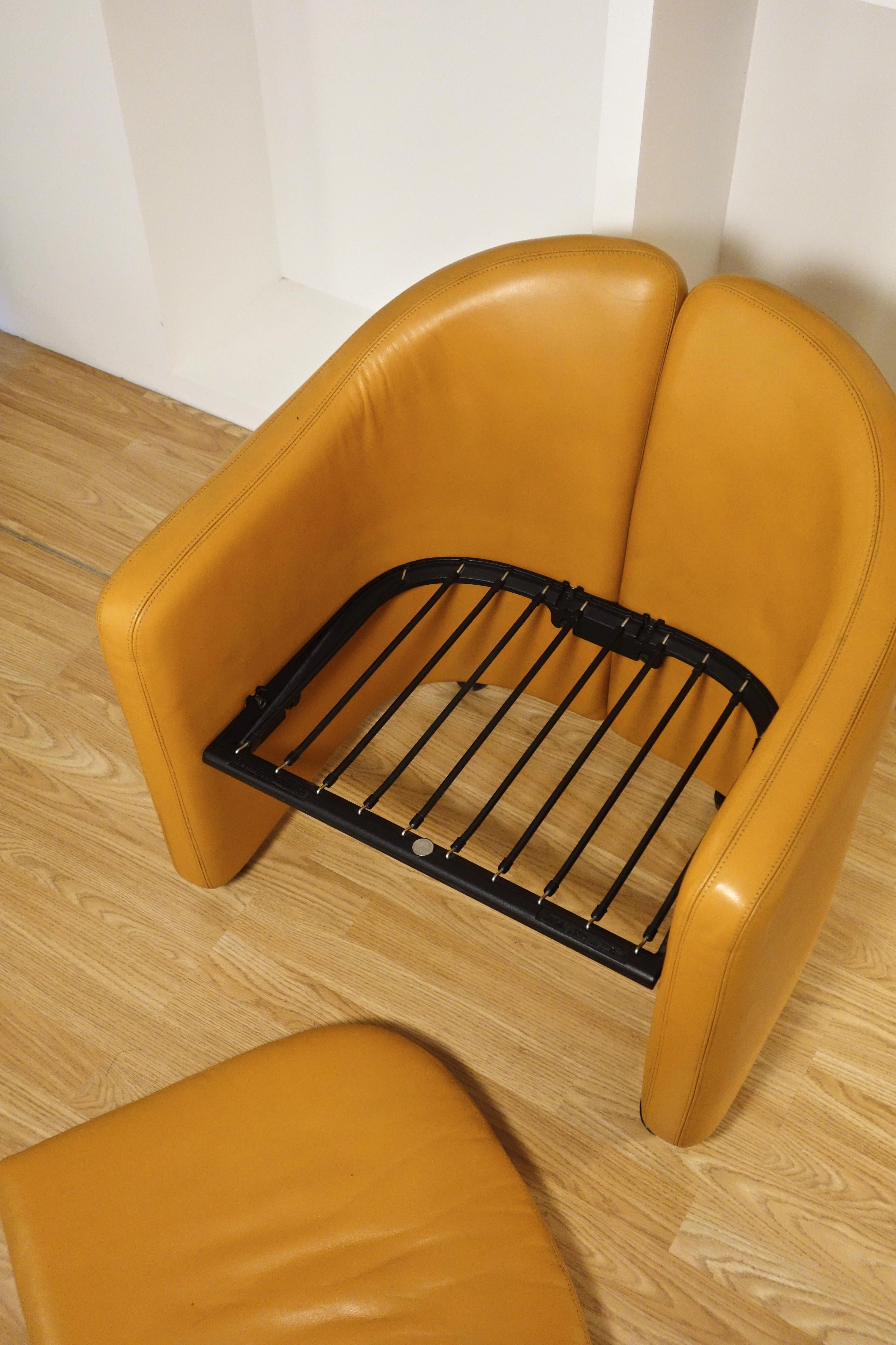 Pair Armchair PS142 Leather by Eugenio Gerli for Tecno, Italy 1960s 1