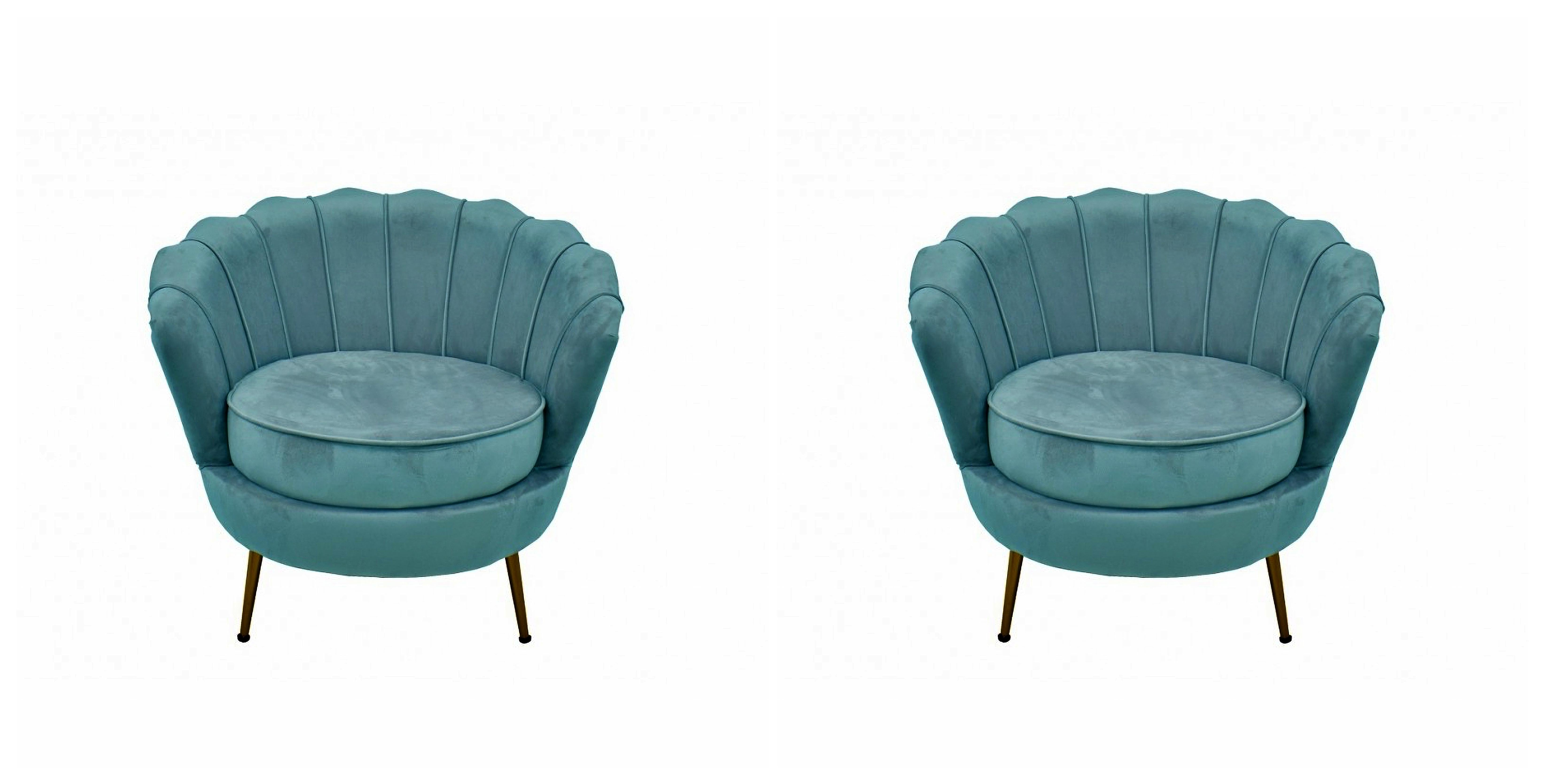 Pair Armchair Turquoise Velvet Upholstered New

DATA SHEET:

-Design armchair

-Made with solid wooden structure.

-High-density polyurethane foam.

-Upholstered in turquoise velvet fabric

-Metallic legs with gold finish

-2 and 3