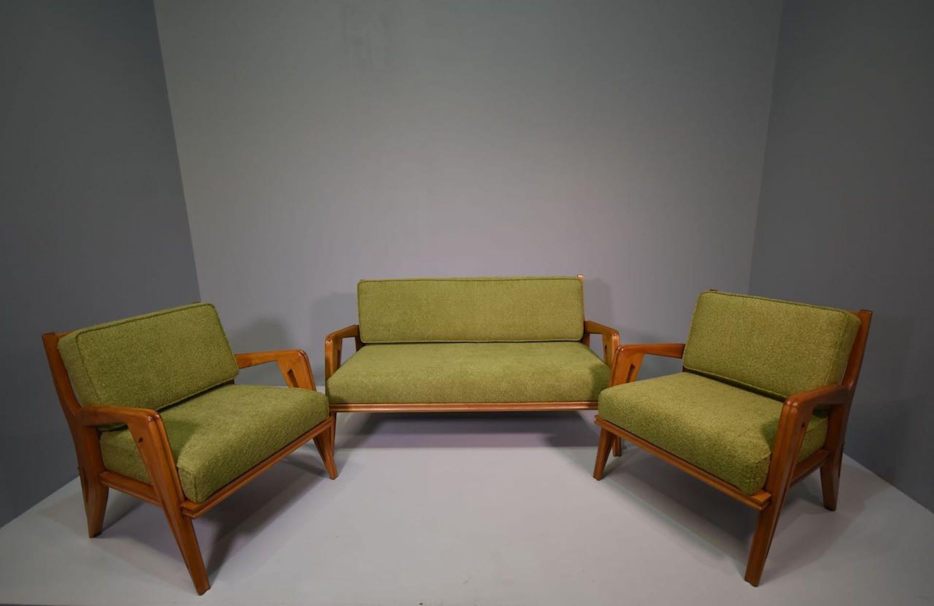 Pair  Armchairs and Sofa Franco Campo & Carlo Graffi Appelli & Varesio Edition In Excellent Condition For Sale In Rovereta, SM