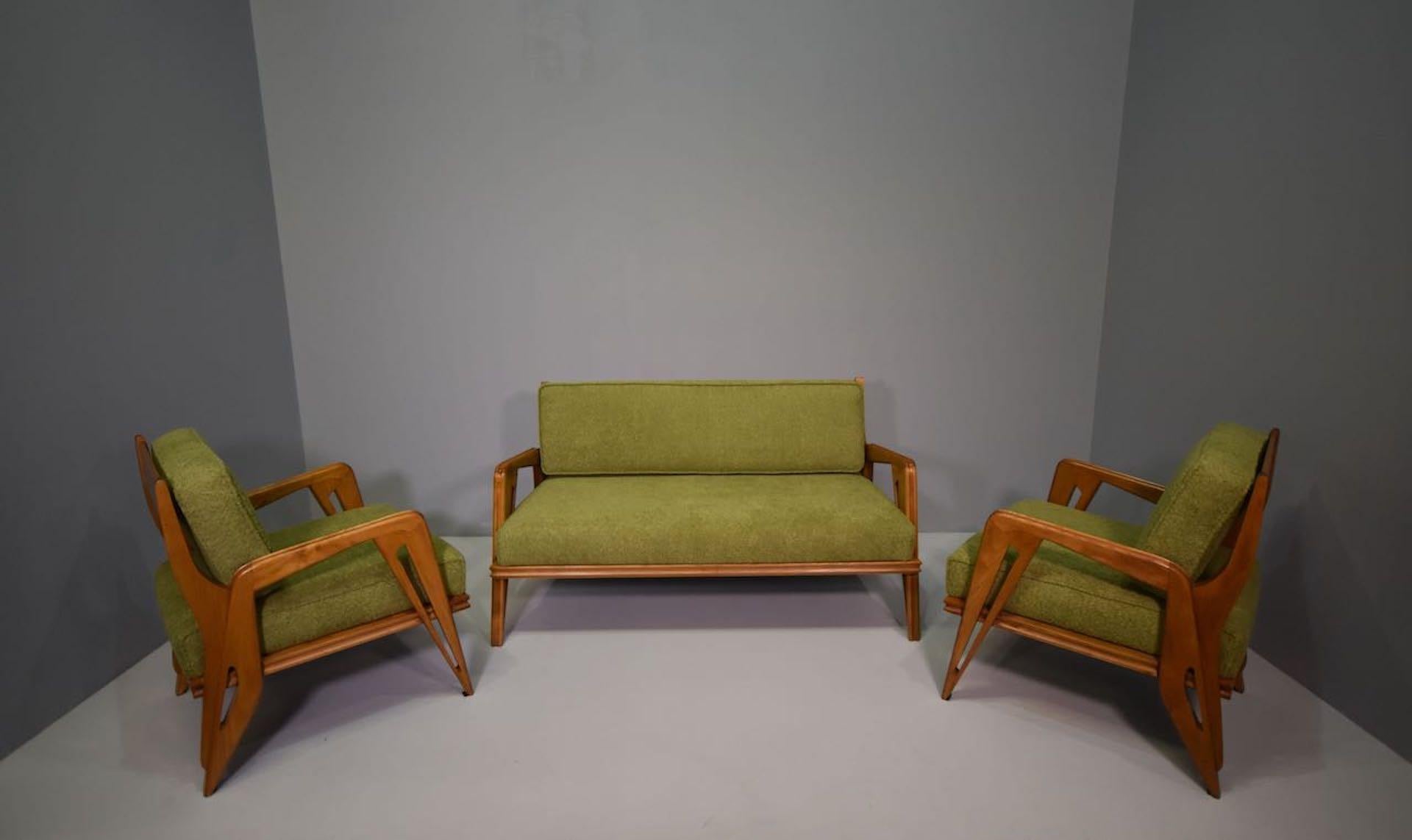 20th Century Pair  Armchairs and Sofa Franco Campo & Carlo Graffi Appelli & Varesio Edition For Sale