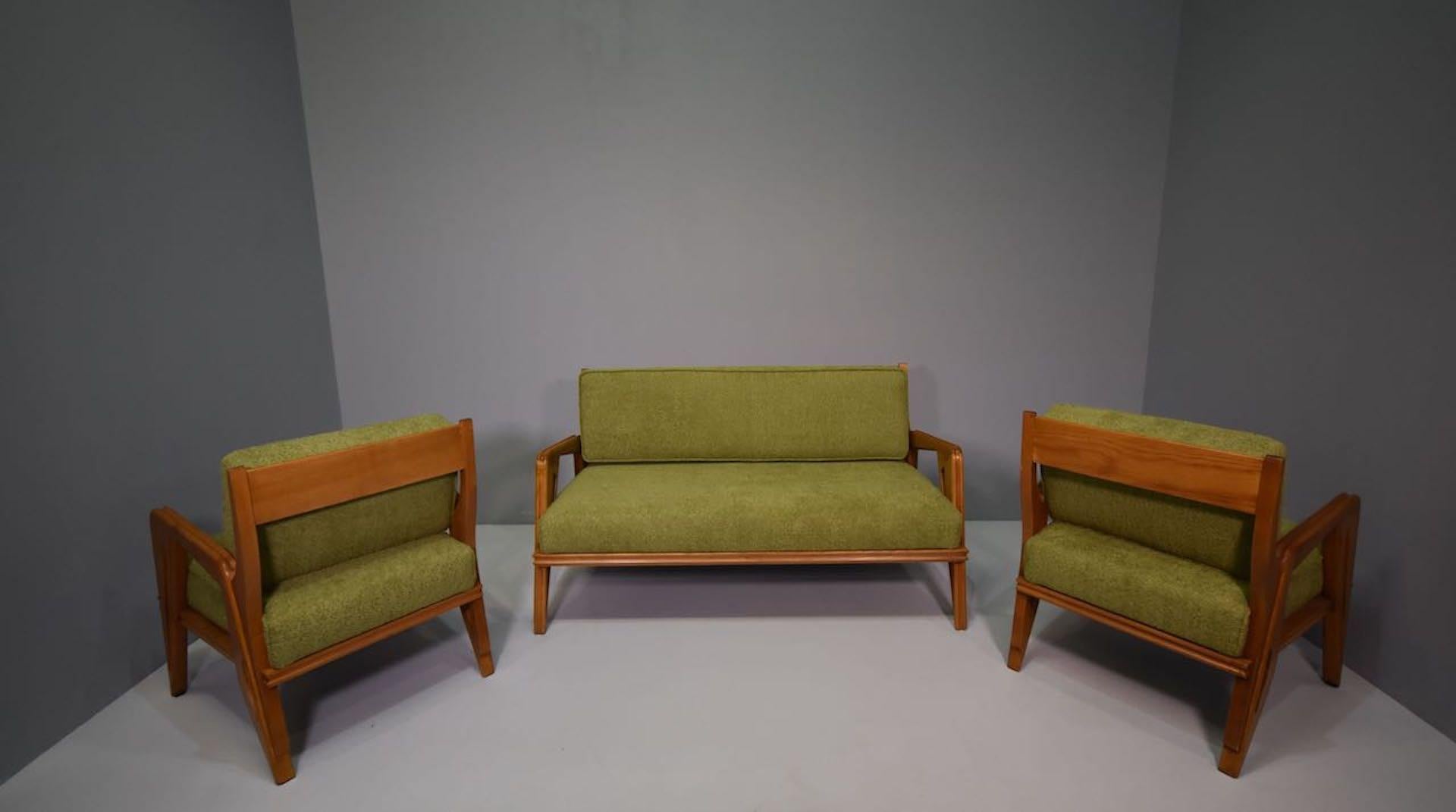 Pair  Armchairs and Sofa Franco Campo & Carlo Graffi Appelli & Varesio Edition For Sale 1