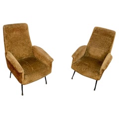 Pair armchairs with metal legs, 50s