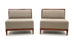 Pair Armless Petite Settees / Loveseats / Chair and a Half by Baker