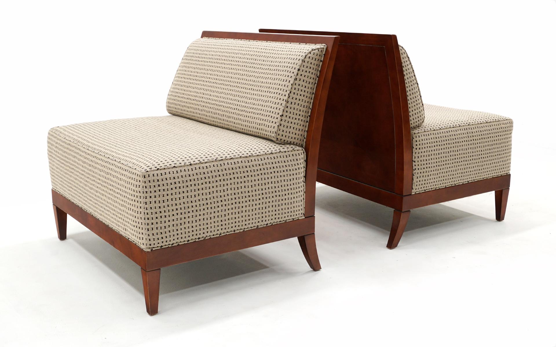 Hollywood Regency Pair Armless Petite Settees / Loveseats / Chair and a Half by Baker
