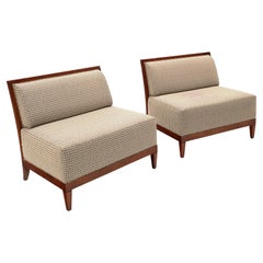 Pair Armless Petite Settees / Loveseats / Chair and a Half by Baker