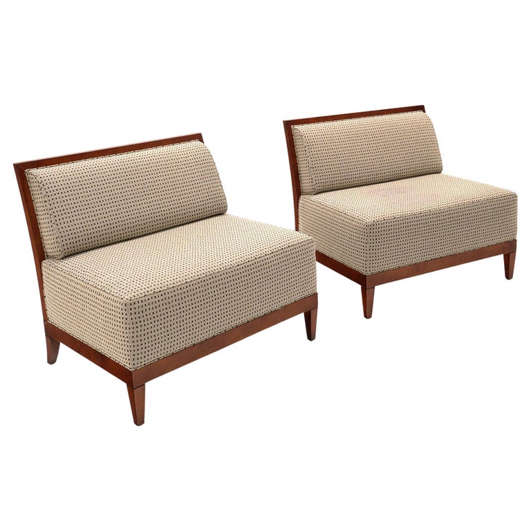 Pair Armless Petite Settees / Loveseats / Chair and a Half by Baker For