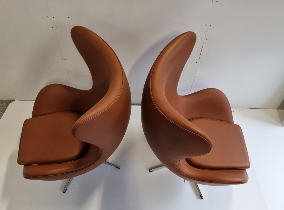 Scandinavian Modern Pair Arne Jacobsen Egg Chairs by Fritz Hansen For Sale