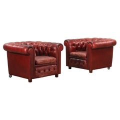 Arne Norell Chesterfield Clubsessel aus Leder, Paar