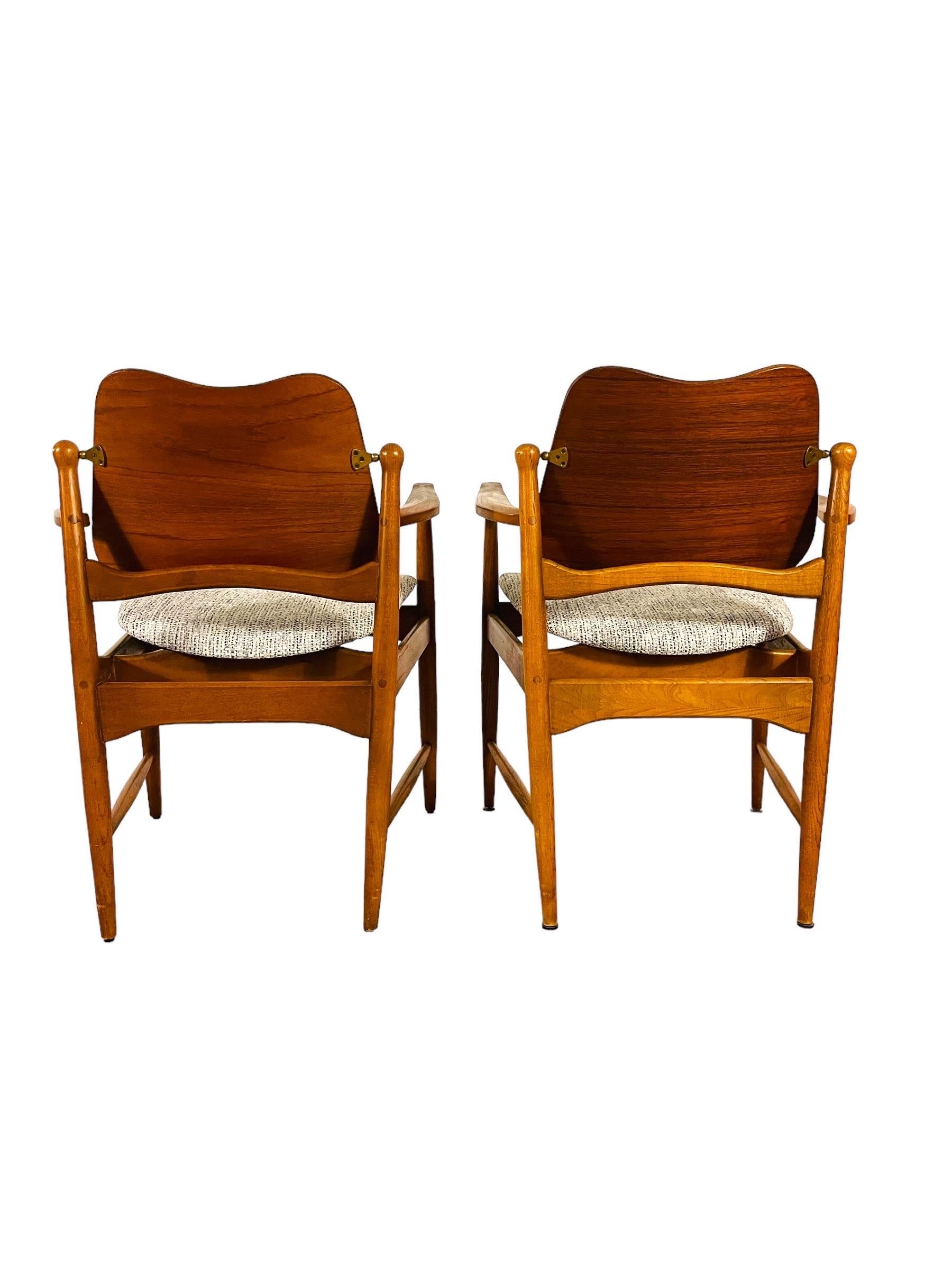 Fabric Pair Arne Vodder Armchairs Dining Chair For Sale
