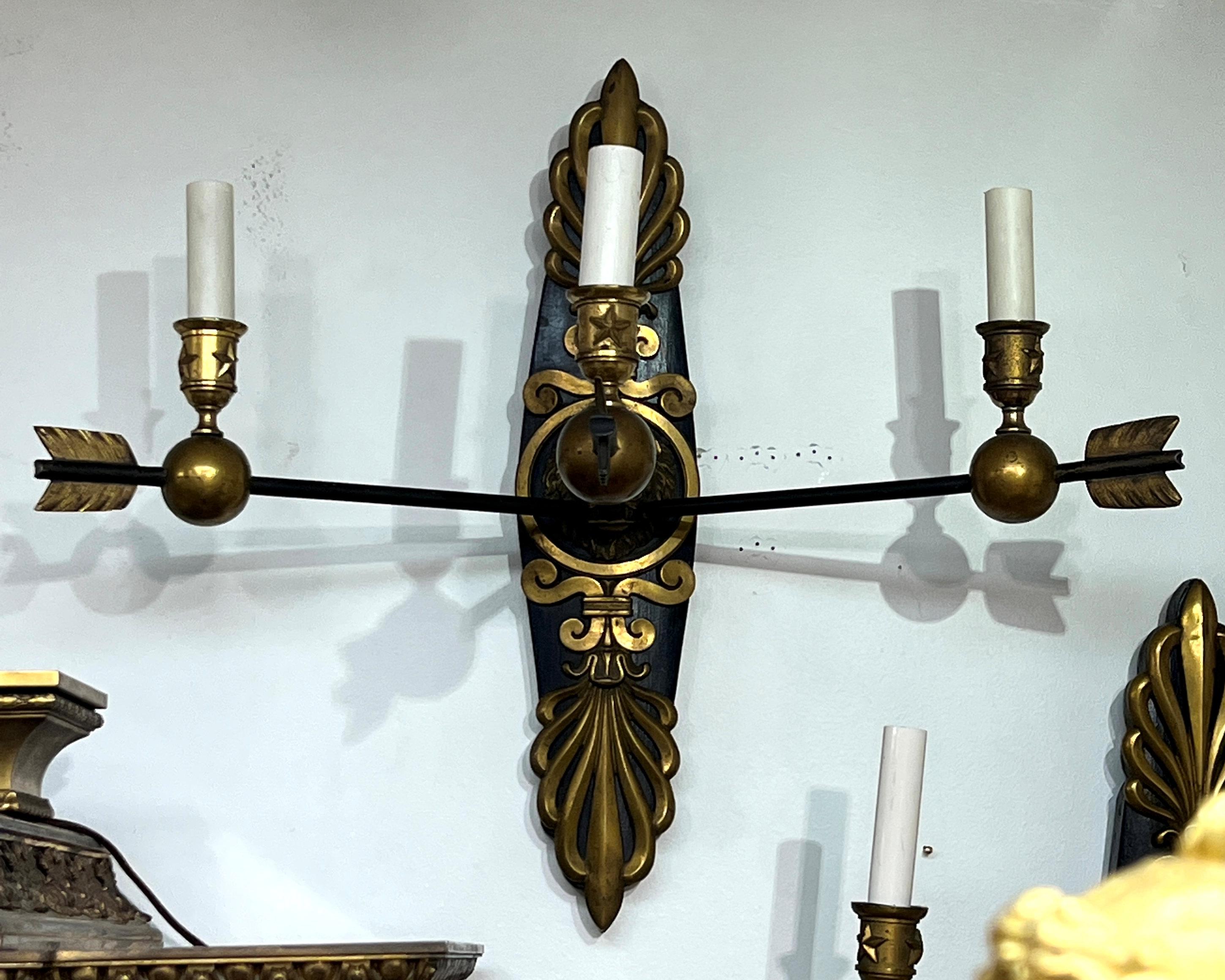 Empire Revival Pair Arrow Motif Sconce in French Empire Style