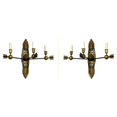 Antique Pair Arrow Motif Sconces in French Empire Style