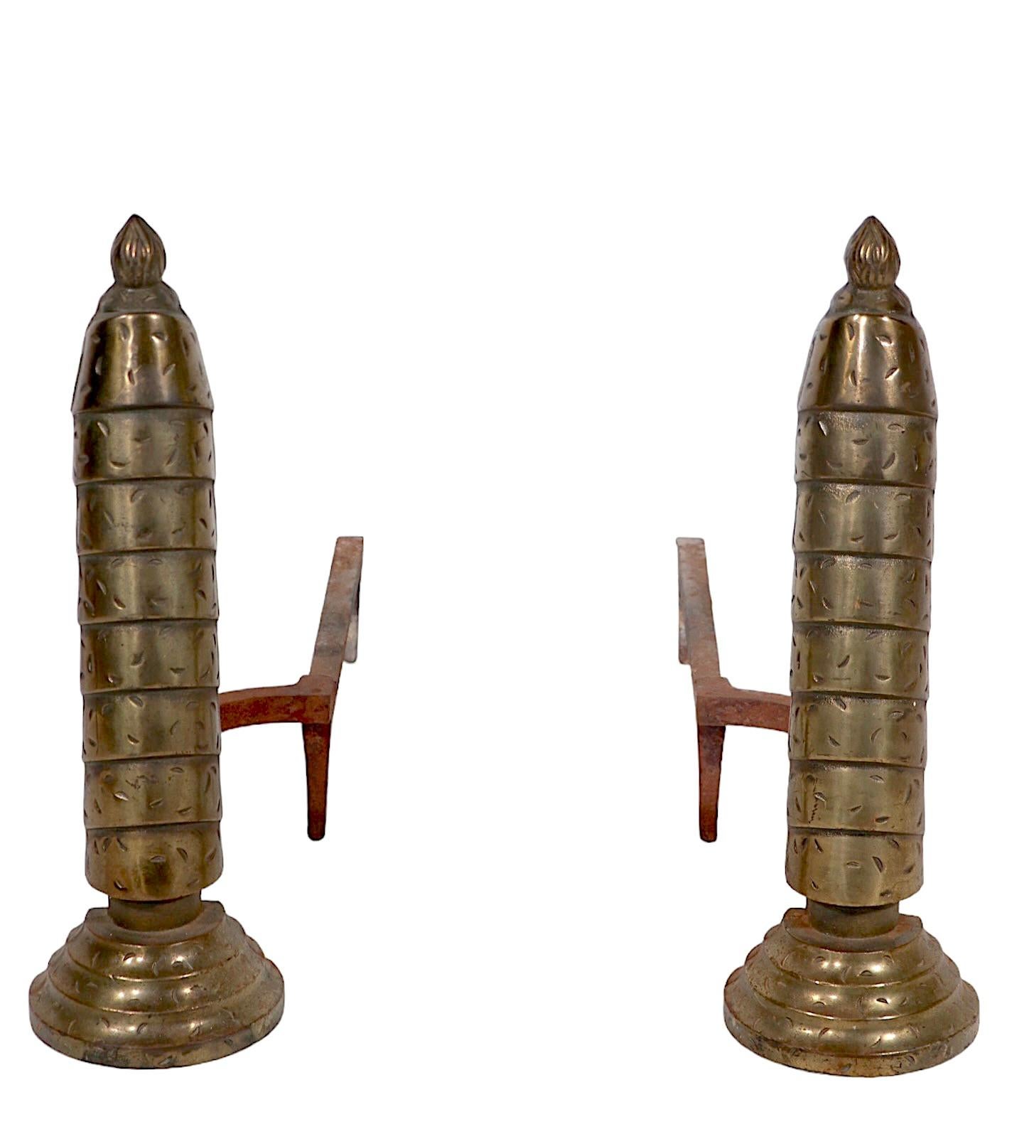 Pair Art Deco Brutalist  Andirons For Sale 9