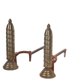 Pair Art Deco Brutalist  Andirons