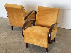 Pair Art Deco Armchairs by Jindřich Halabala, UP Závody, ca 1930s