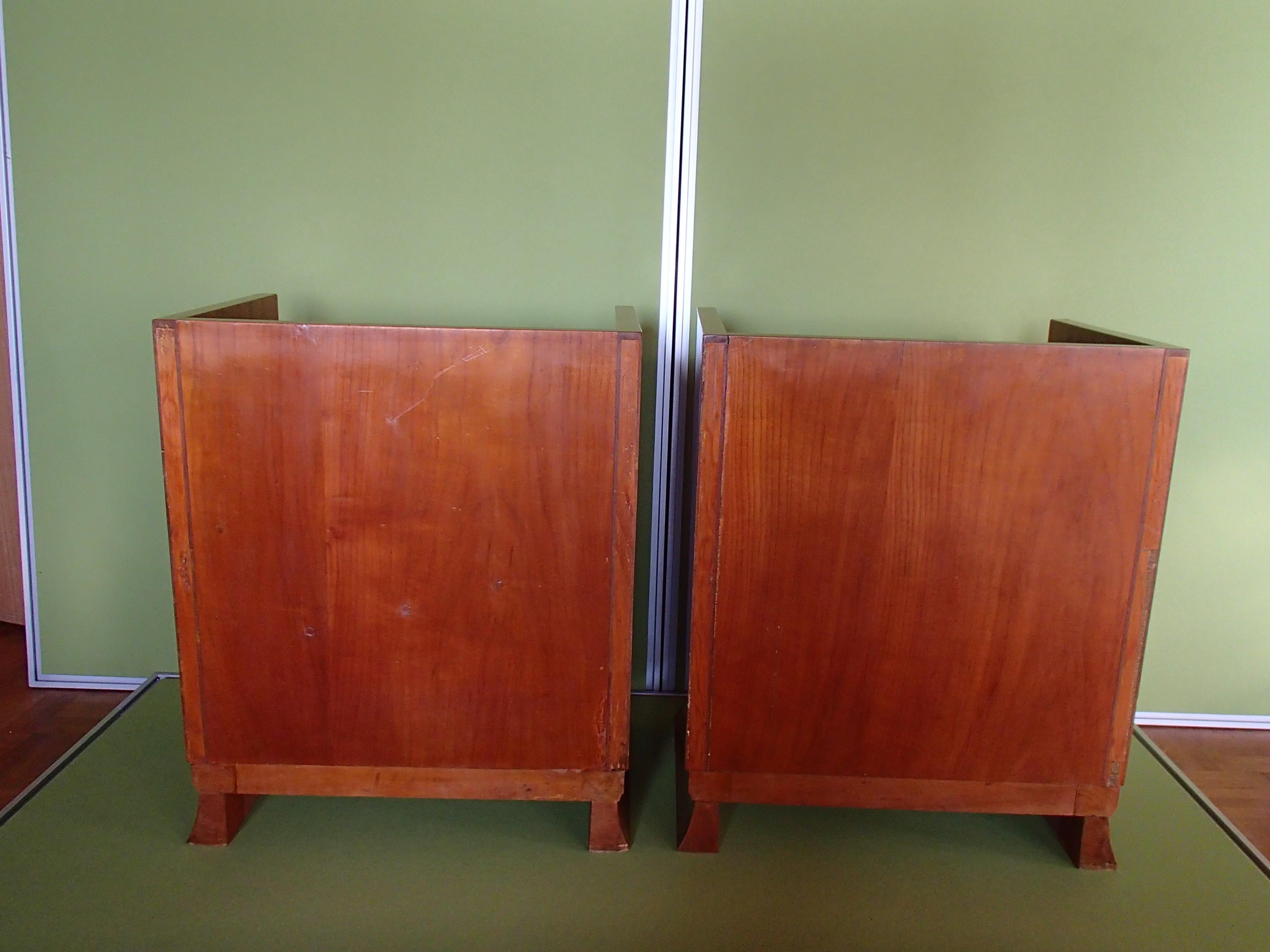 Pair Art Deco Bauhaus Cubistic Night Stands or Side Table with Bakelite Handles 14
