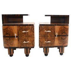 Pair Art Deco Bedside Chests Nightstands 1920s