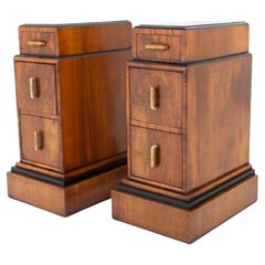 Antique Pair Art Deco Bedside Chests Nightstands 1920s