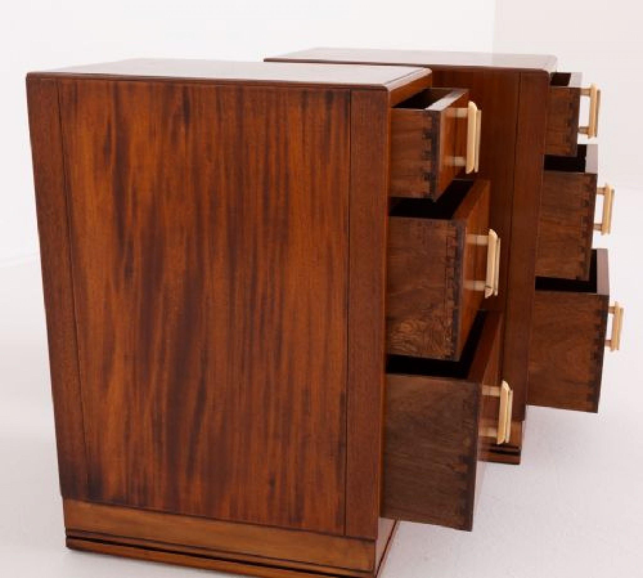 Pair Art Deco Bedside Chests Nightstands Period 1930s In Good Condition In Potters Bar, GB