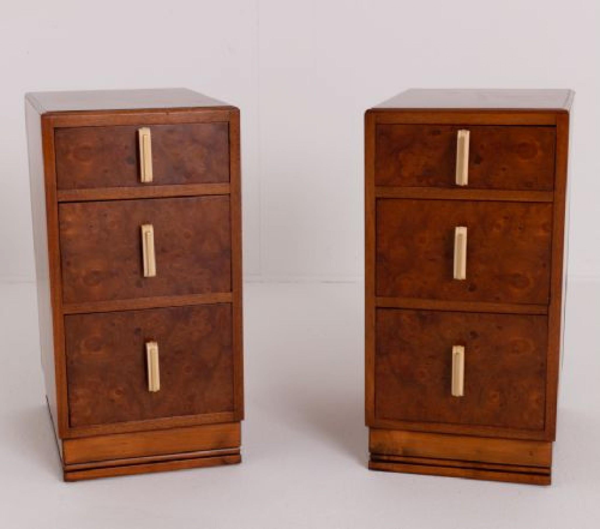 Pair Art Deco Bedside Chests Nightstands Period 1930s 1