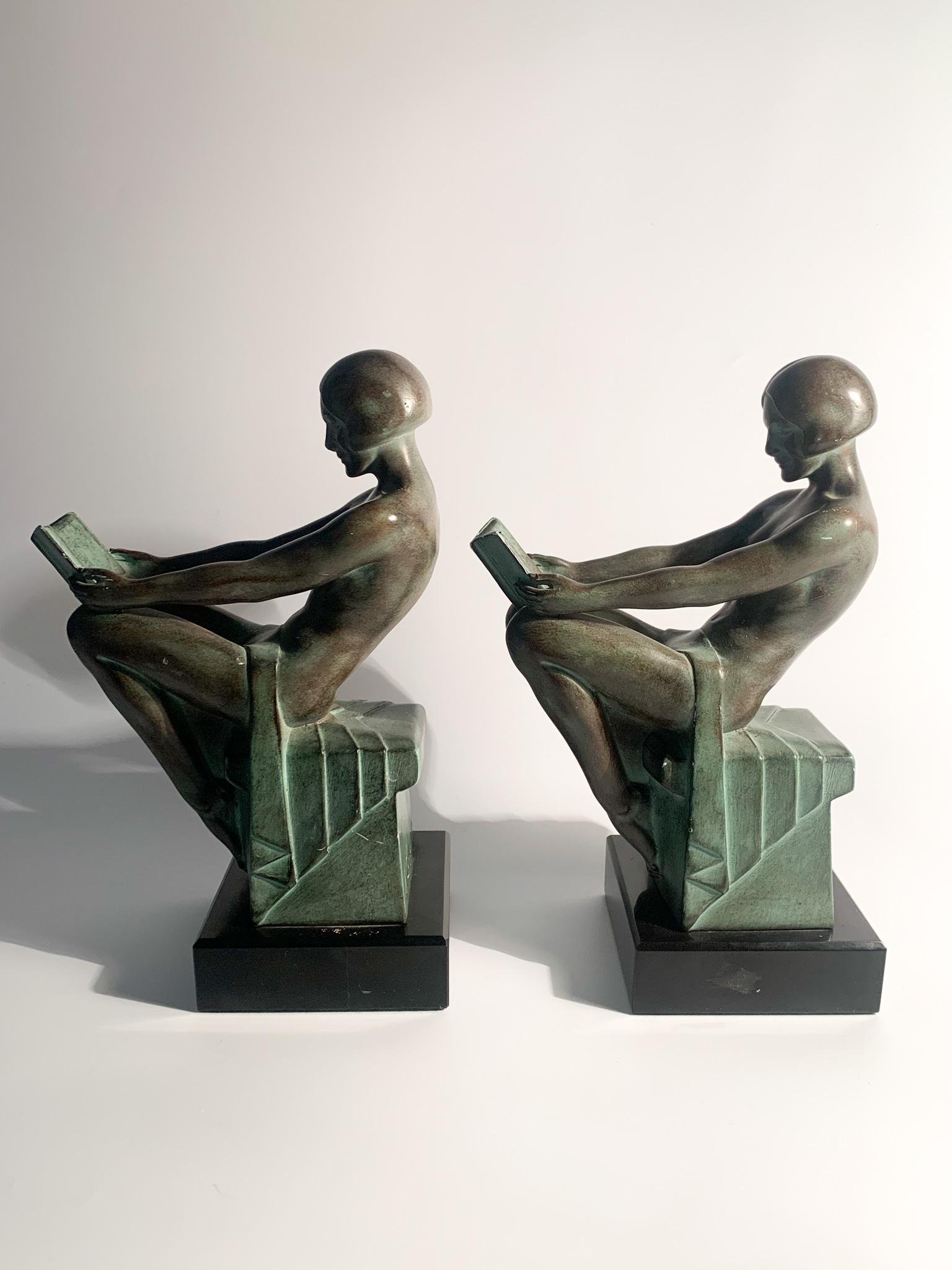 Pair Art Deco Bookends in Artistic Metal by Max Le Verrier from the 1930s 6