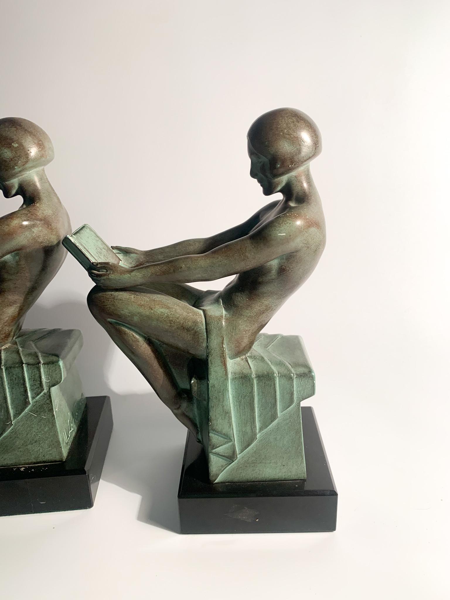 Pair Art Deco Bookends in Artistic Metal by Max Le Verrier from the 1930s 7