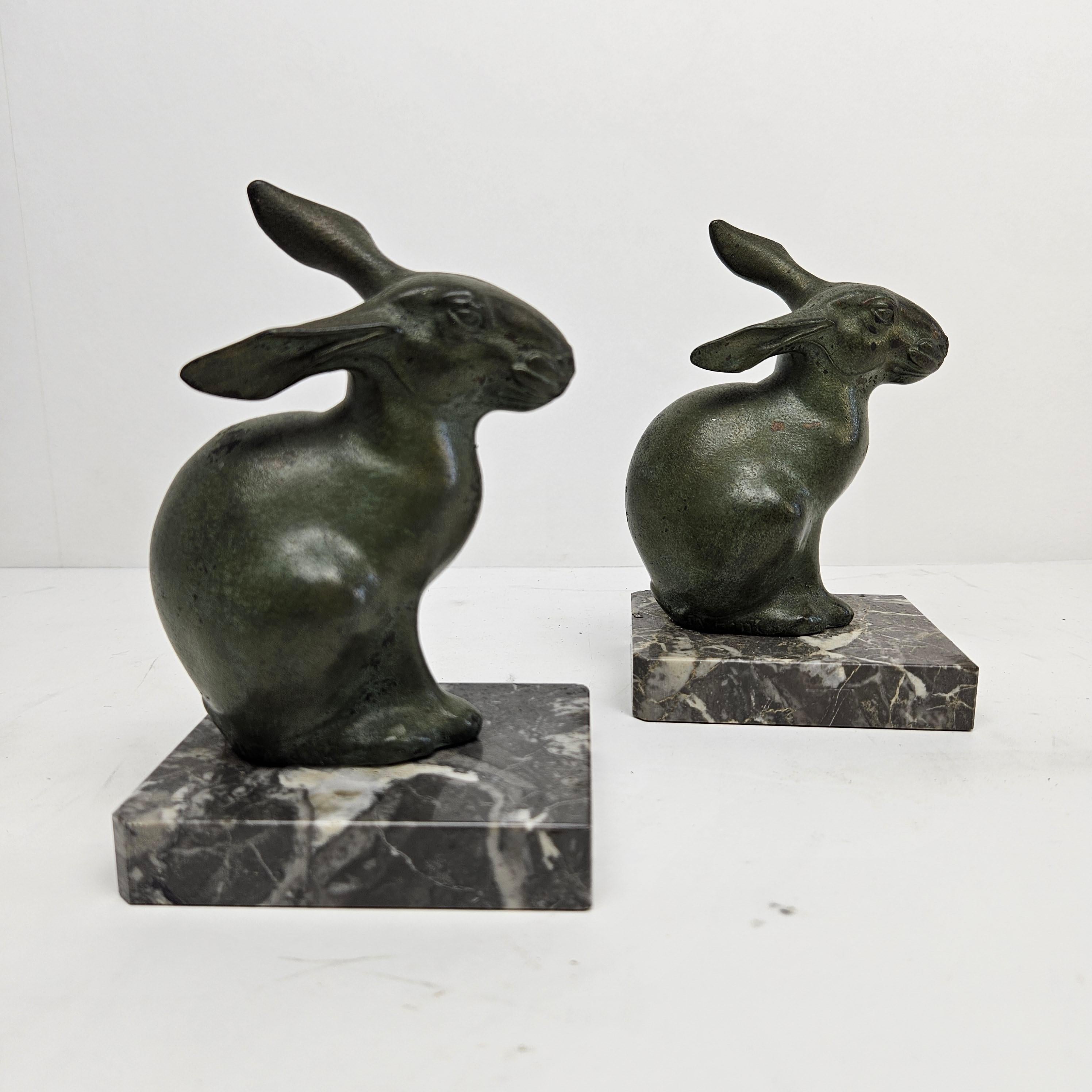 Hand-Crafted Pair Art Deco Bookends with Harer by Marti Font, 1920-1930 For Sale