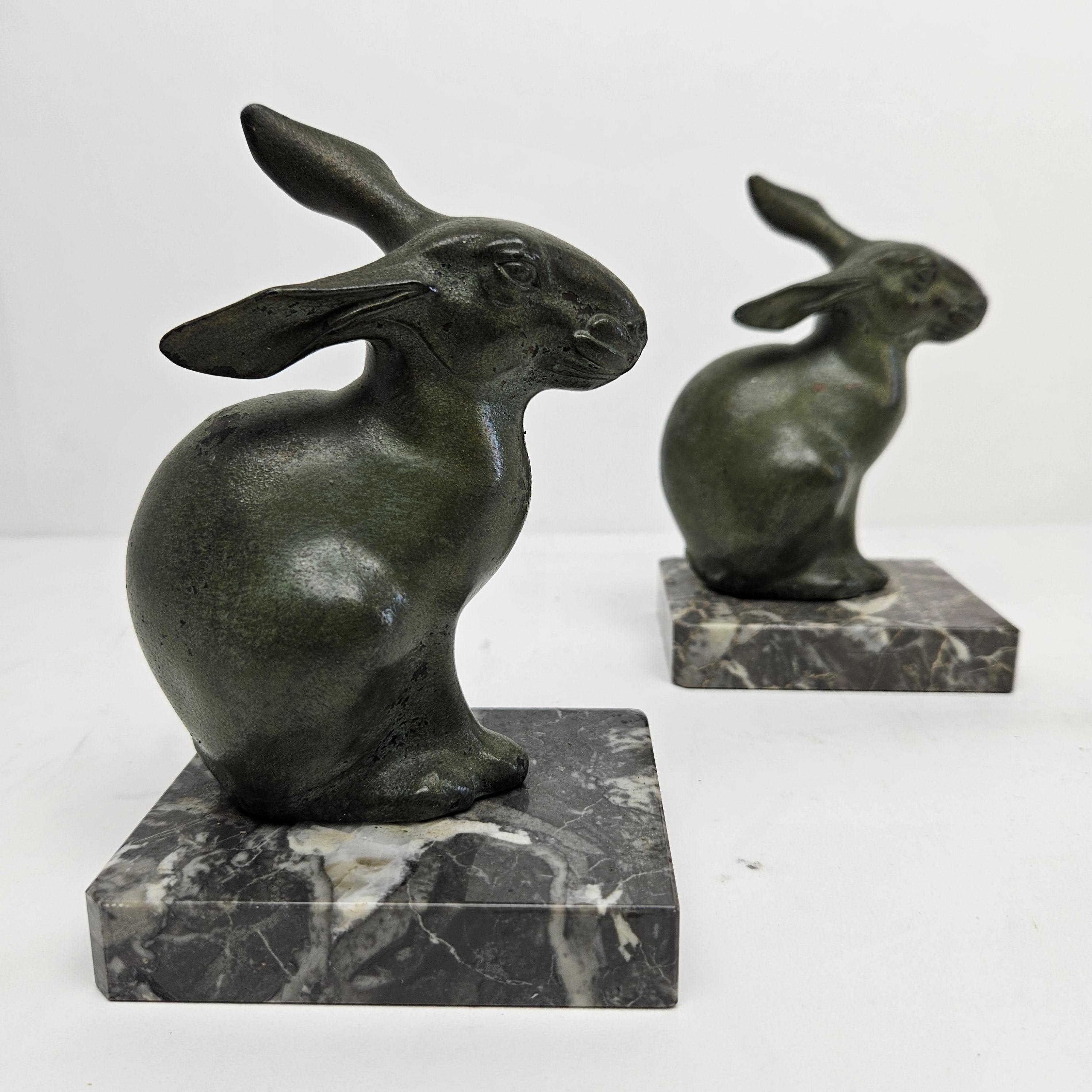 Pair Art Deco Bookends with Harer by Marti Font, 1920-1930 In Good Condition For Sale In Oud Beijerland, NL