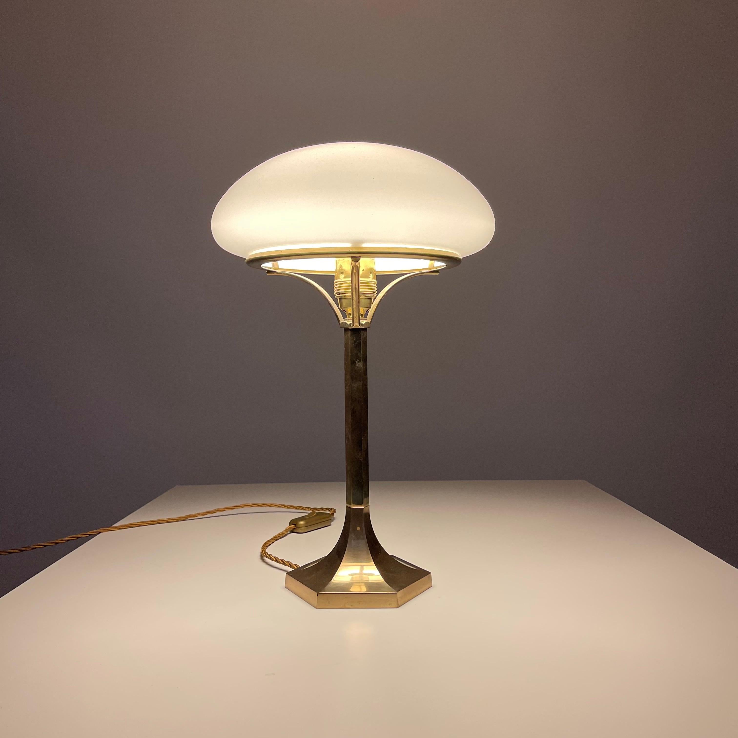 Pair Art Deco Brass Table Lamp, Austria 1970s 4