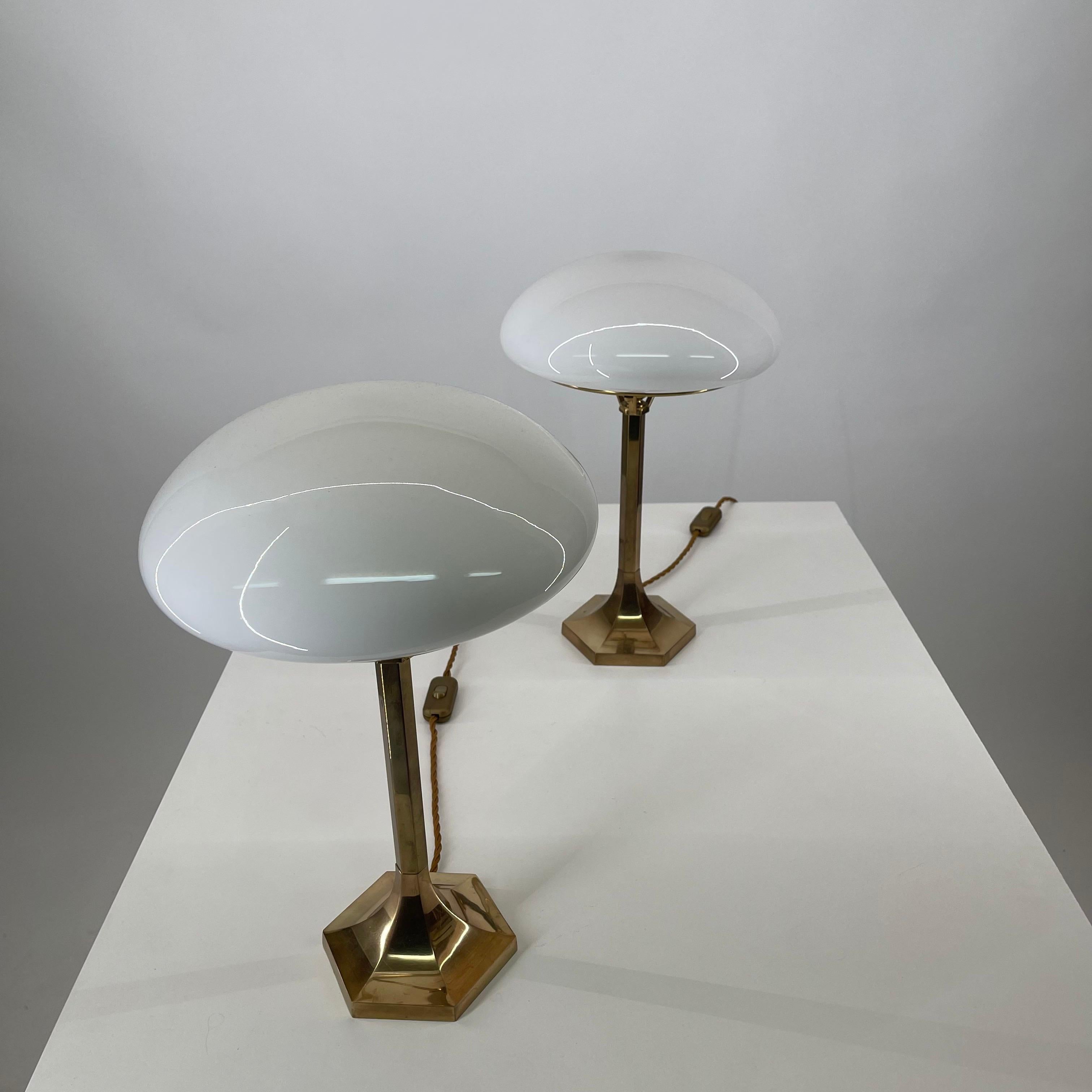 Austrian Pair Art Deco Brass Table Lamp, Austria 1970s
