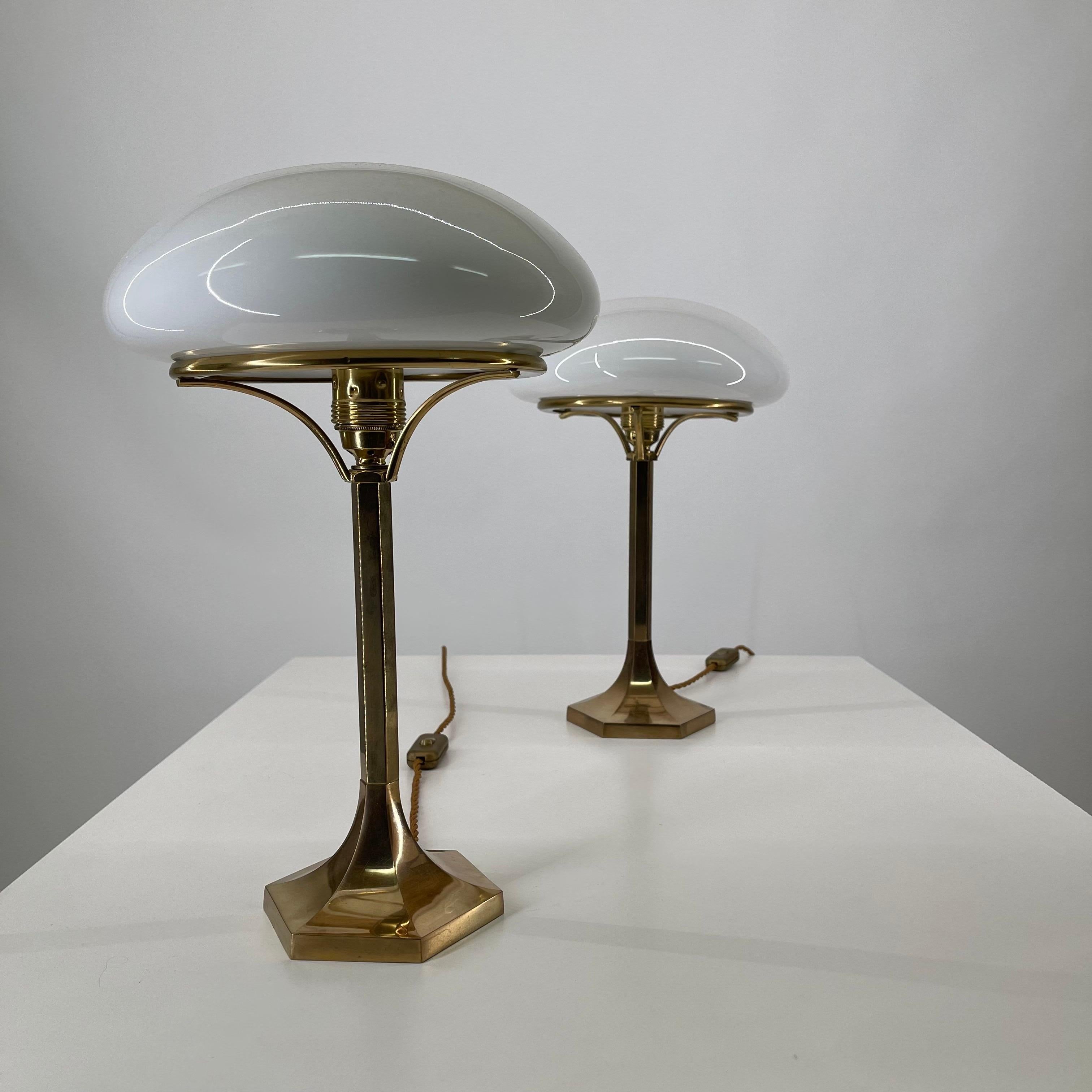 Pair Art Deco Brass Table Lamp, Austria 1970s In Good Condition In Vienna, AT