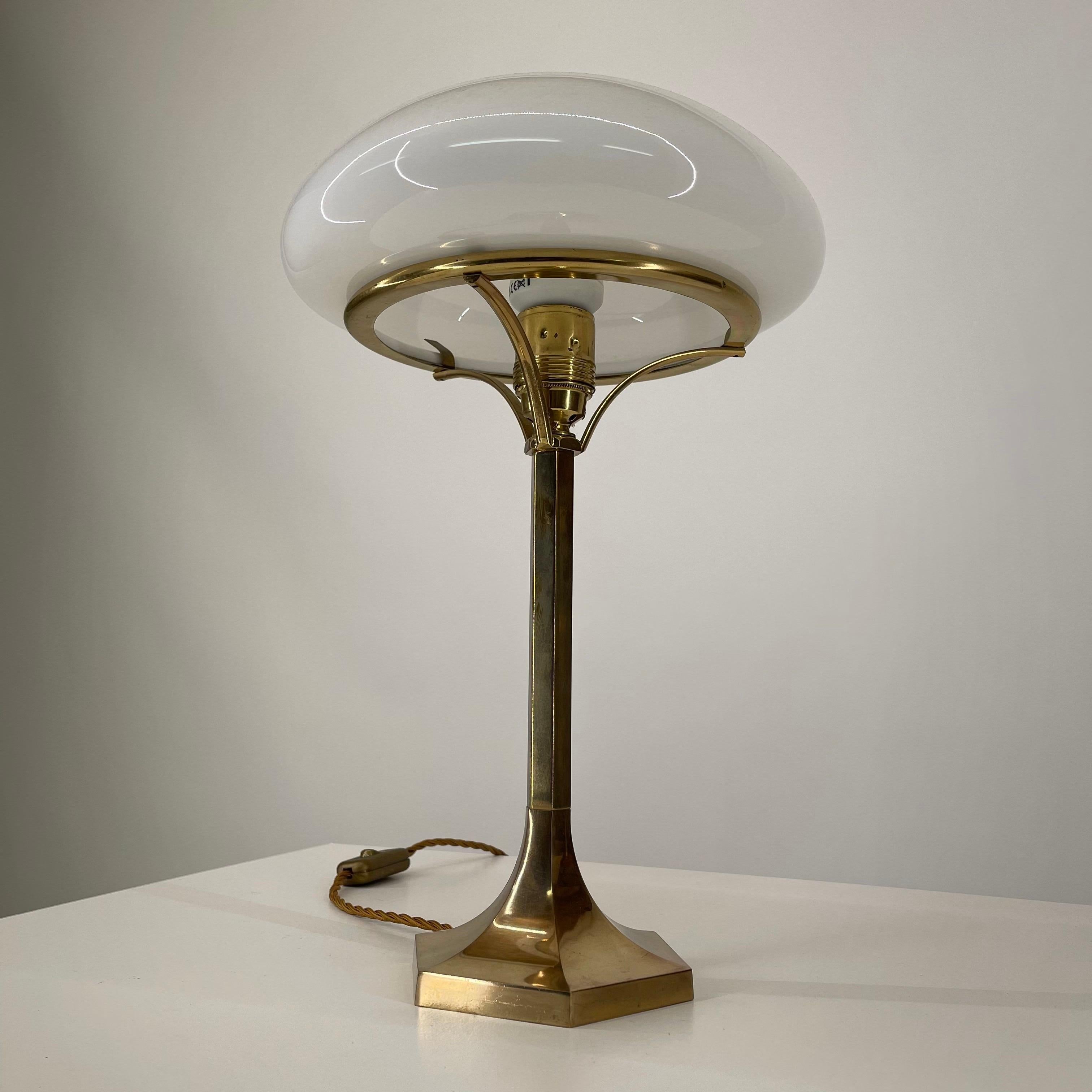 Pair Art Deco Brass Table Lamp, Austria 1970s 2
