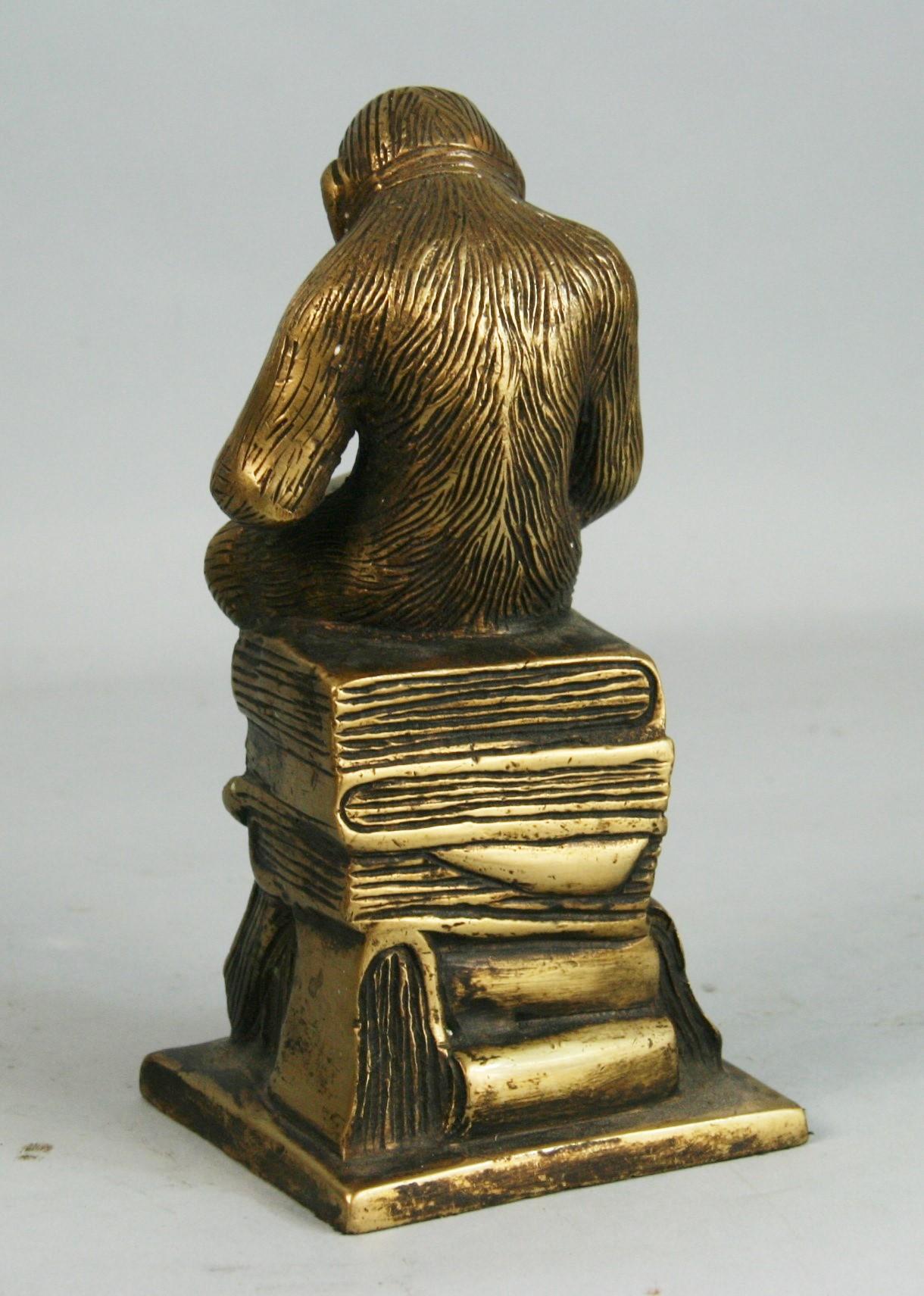 Pair Art Deco Bronze Monkey Bookends/Sculptures In Good Condition In Douglas Manor, NY