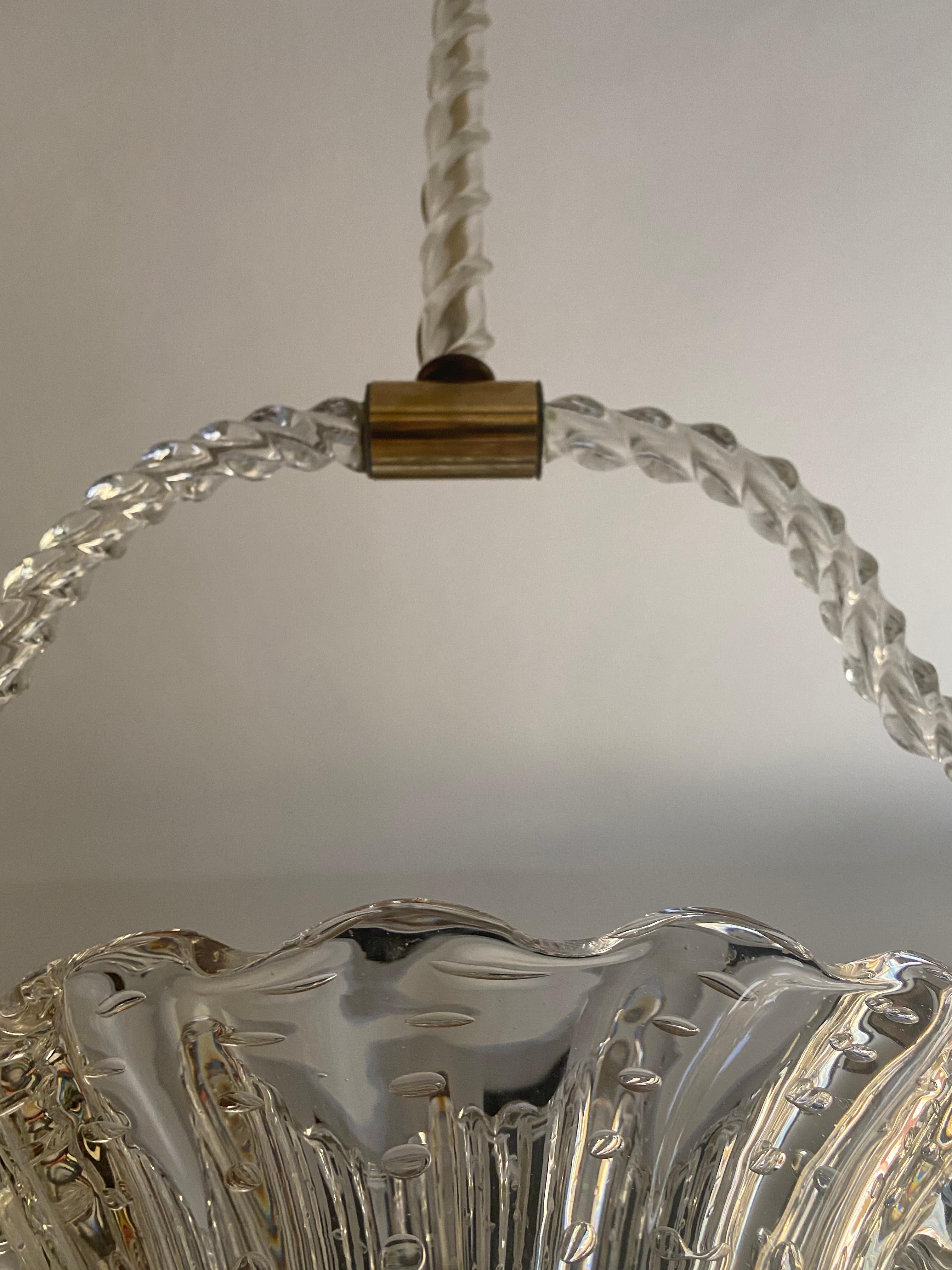 Pair of Art Deco Chandeliers by Ercole Barovier, Murano, 1940 3