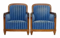 Pair of Art Deco Club Chairs French Two Armchairs, circa 1930