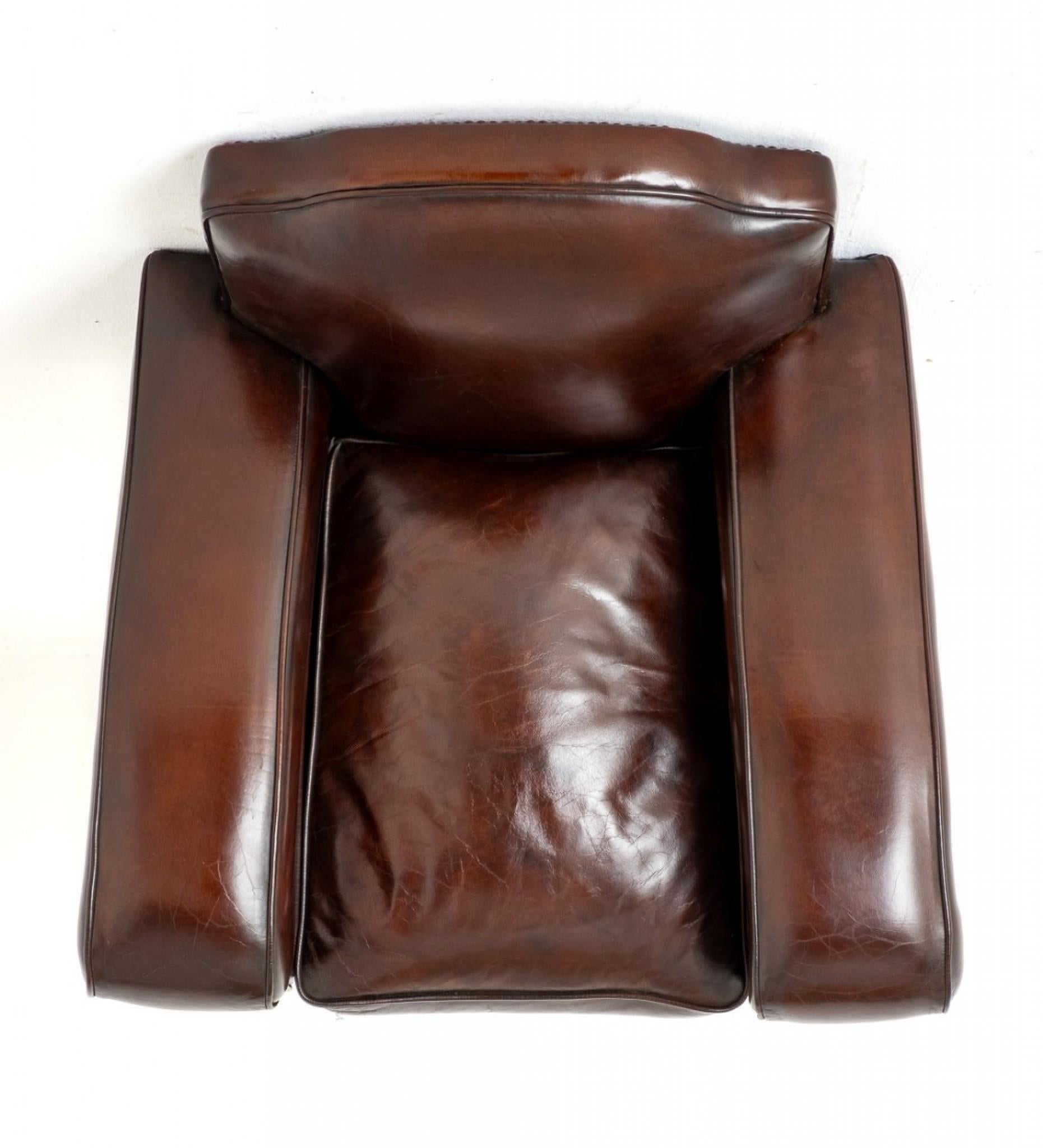 Cuir Paire de fauteuils club Art déco vintage en cuir des années 1930 en vente