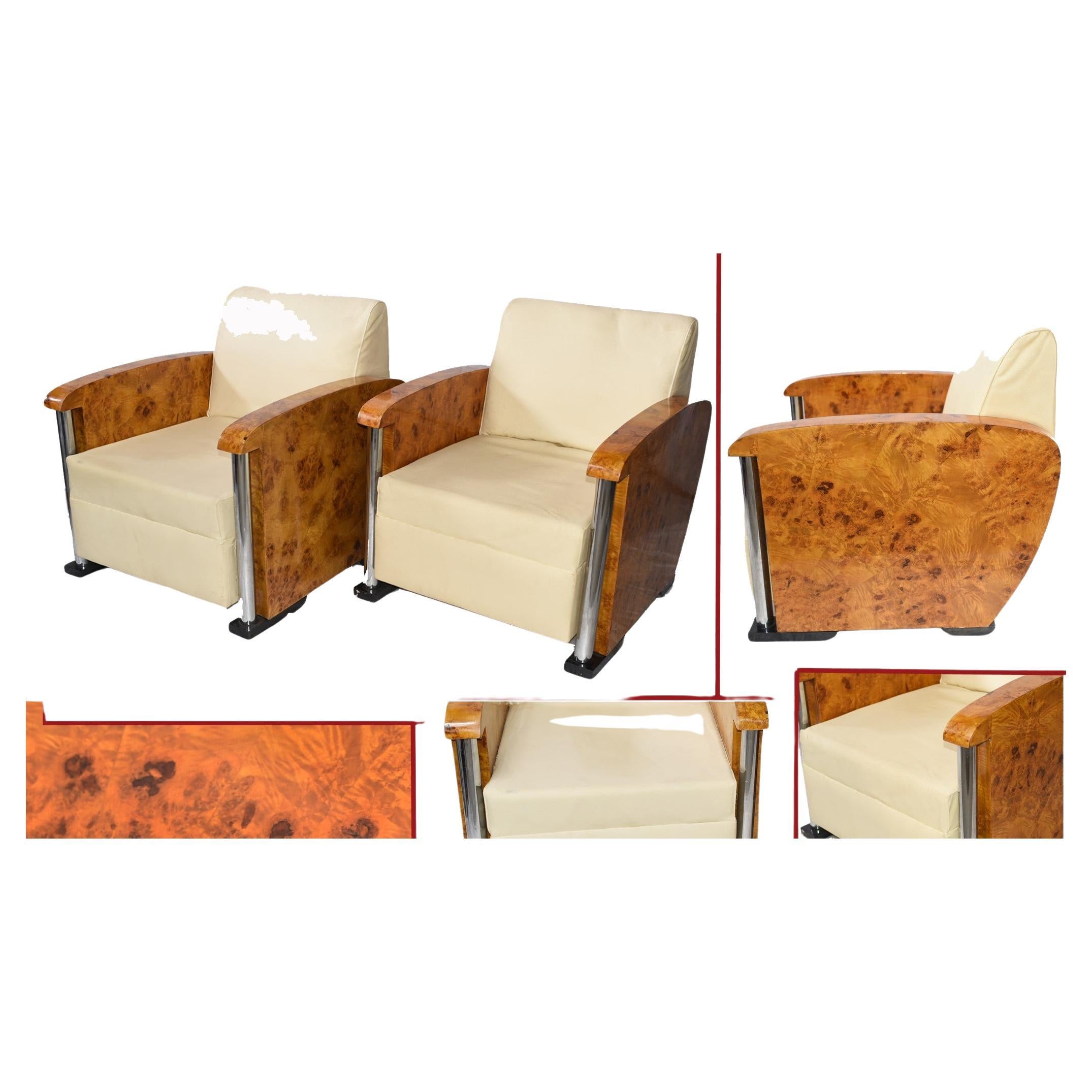 Pair Art Deco Club Chairs - Vintage Interiors For Sale