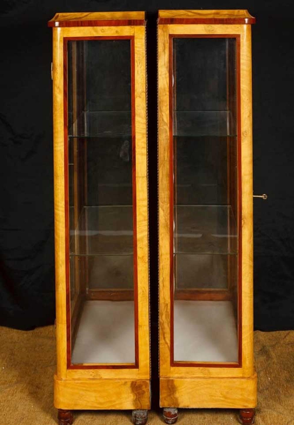 Pair Art Deco Display Cabinets Glass Fronted Bijouterie Bookcase For Sale 4