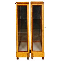 Retro Pair Art Deco Display Cabinets Glass Fronted Bijouterie Bookcase