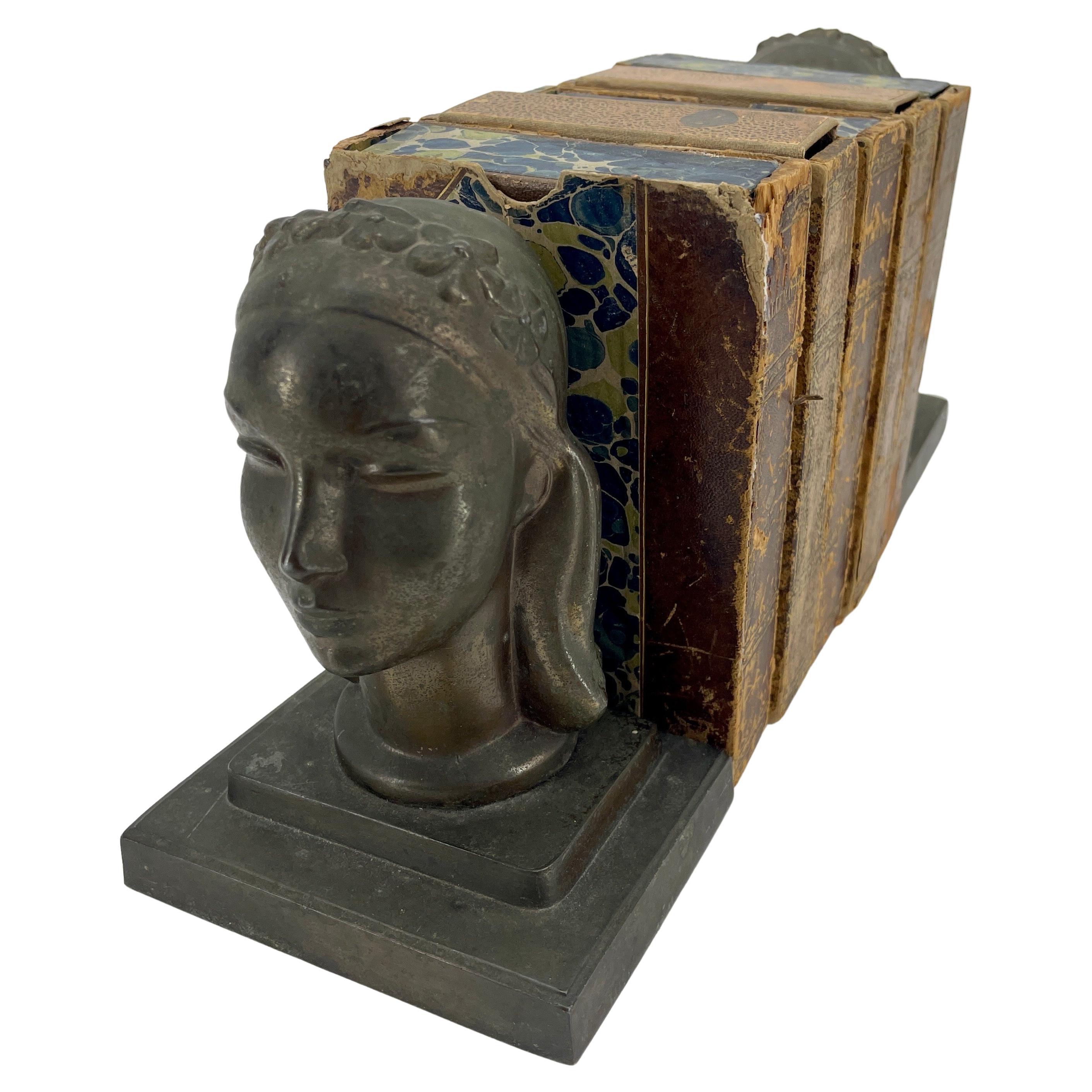 American Pair Art Deco Female Bust Bookends Sculptures by Frankart, circa 1930s