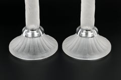 Paar Art Deco Milchglas geformte Säule Kerzenständer