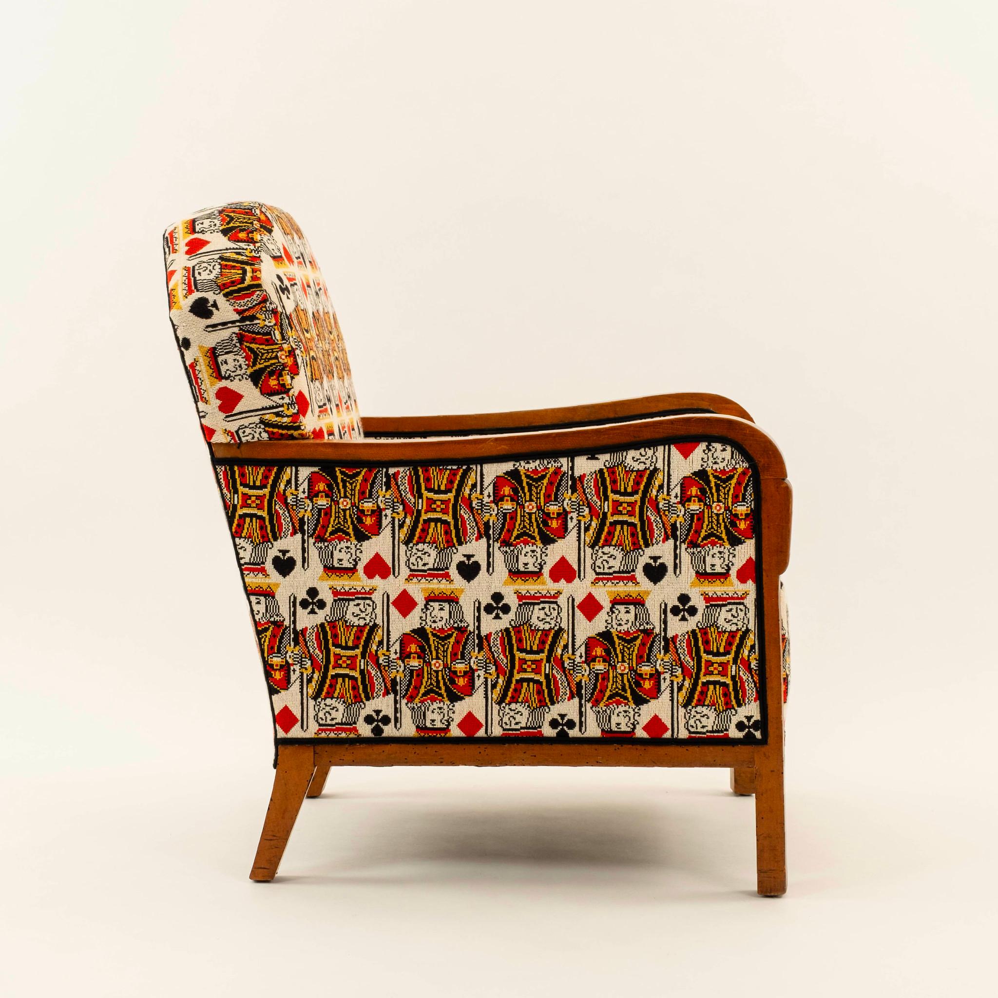 20th Century Pair Art Deco King Épinglé Lounge Chairs For Sale