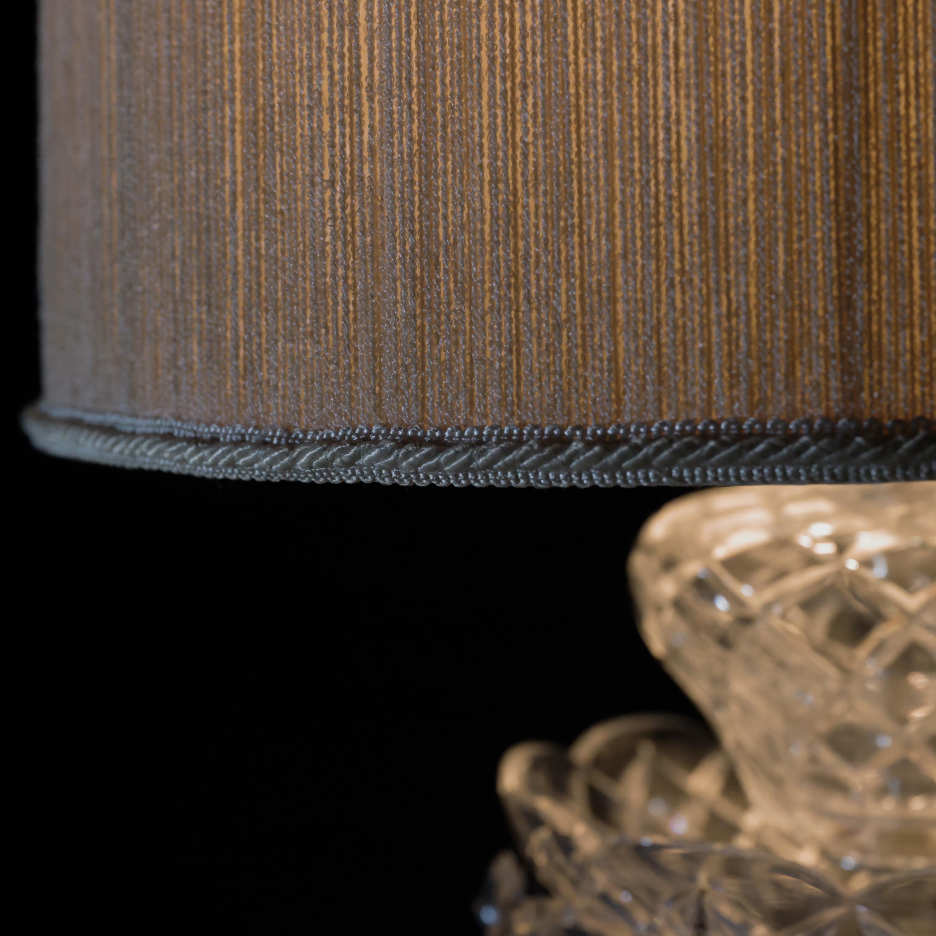 Pair, Art Deco Lead Crystal Drop Table Lamps, Original Shades, Astor Quality 12