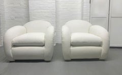 Pair Art Deco Lounge Chairs with Matching Ottoman