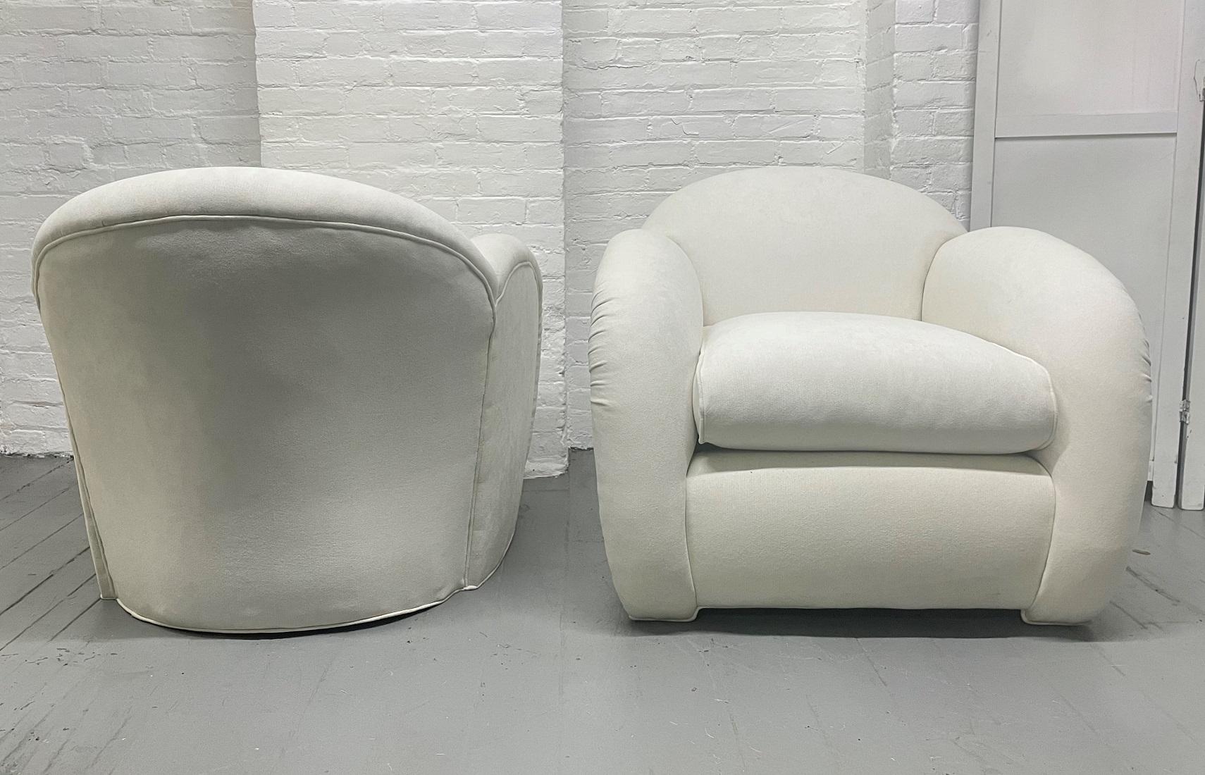 Pair Art Deco Lounge Chairs with Matching Ottoman For Sale 1
