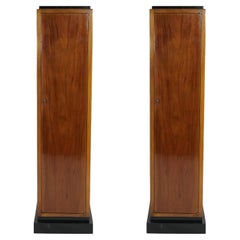 Pair Art Deco Mahogany Cabinet Pedestals 