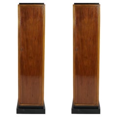 Pair Art Deco Mahogany Cabinet Pedestals