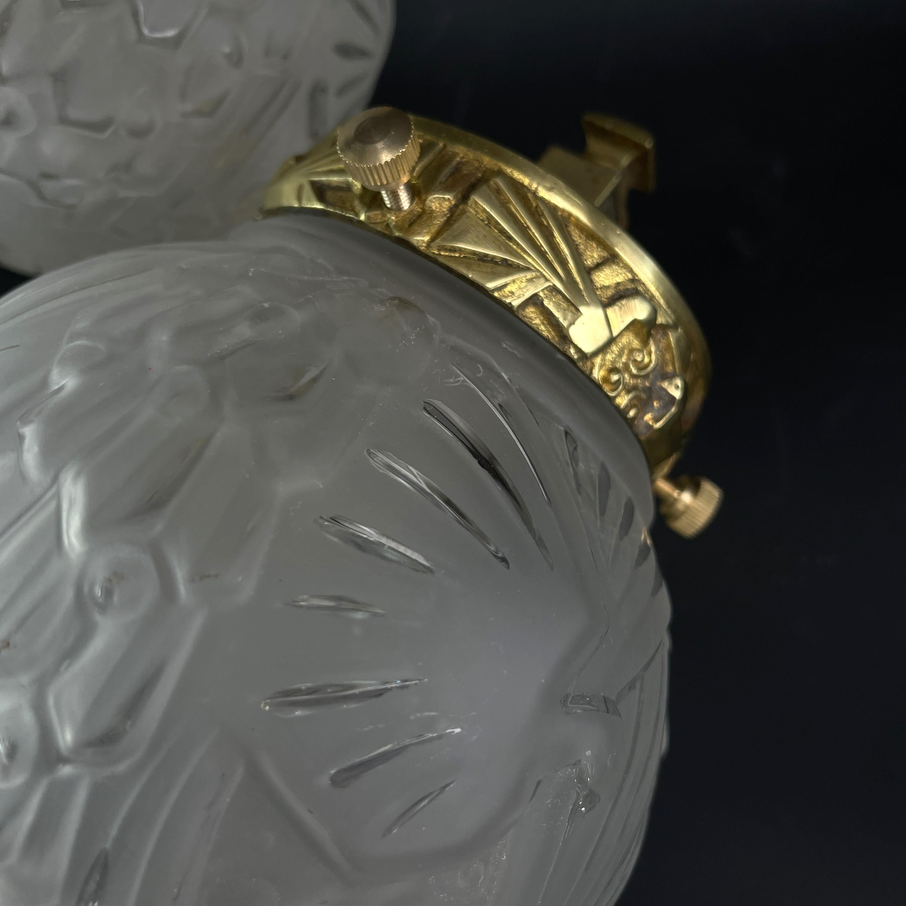 Pair ART DECO Muller Frères sconces with peacock motif wall applique lamps 30s For Sale 5